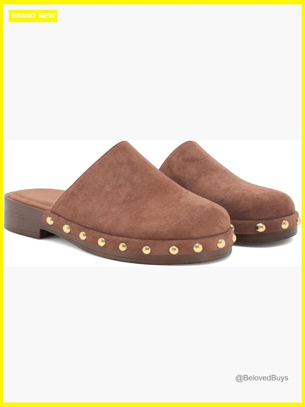 Brown Studded Suede Mule Clogs - Slip-On Women's Mules